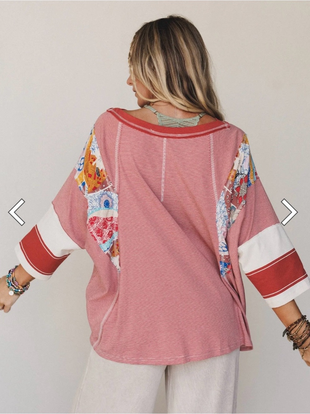 Three Bird Nest Best Selling Britt Patchwork Long Sleeve Tunic - Picture 3 of 4